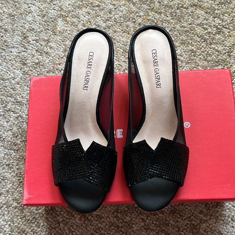 Black sequin Cesare Gaspari shoes